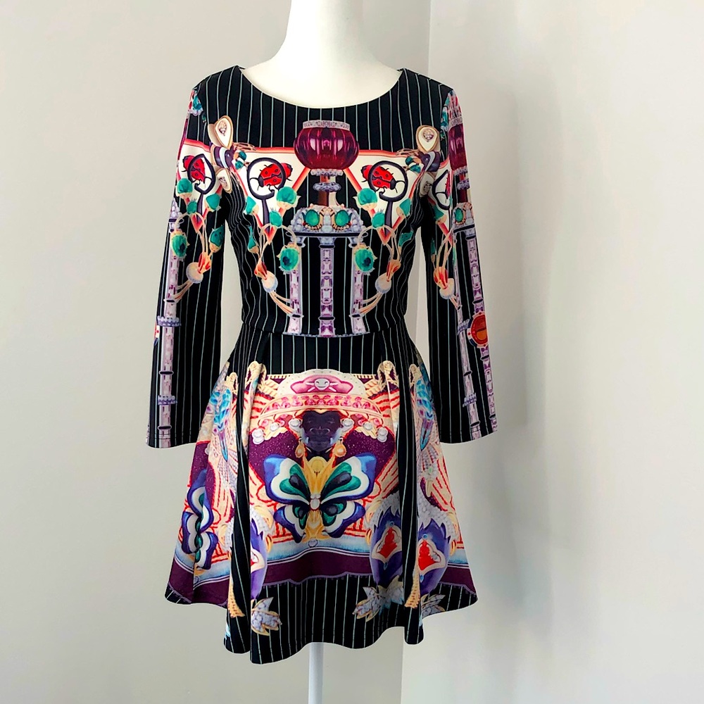 ASOS Pattern Fit + Flare Long Sleeve Dress